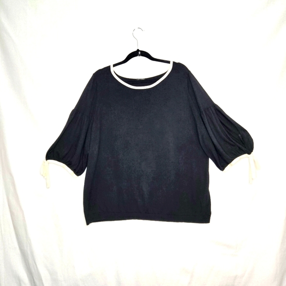 Talbots split sleeve sweater.  Black/cream.  Size 2X - Picture 1 of 10